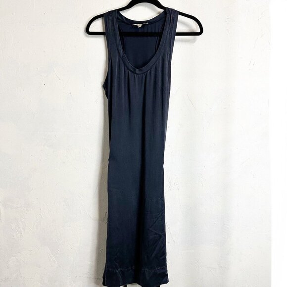 Nili Lotan Womens Silk Navy Blue Midi Dress Medium Classic Minimalist Career - Picture 1 of 10